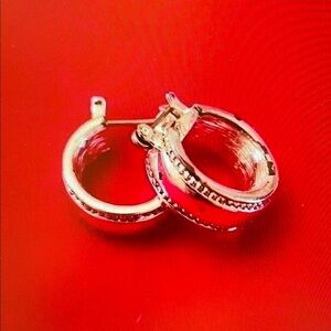 Napier Red and Gold Hoop Earrings
